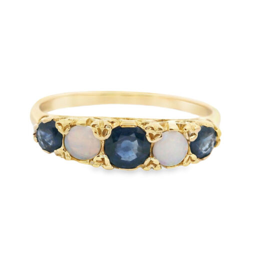 9ct Gold Sapphire and Opal Boat Ring