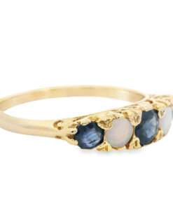 9ct Gold Sapphire and Opal Boat Ring