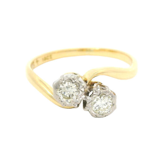 Vintage Two Stone Diamond Ring in 18ct Gold