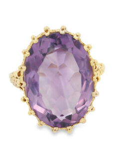 Vintage 9ct Gold Amethyst Dress Ring