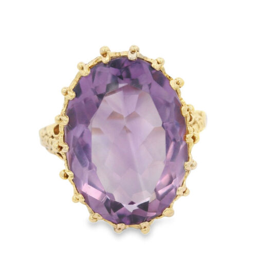 Vintage 9ct Gold Amethyst Dress Ring