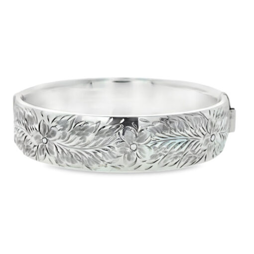 Vintage Sterling Silver Flower Bangle