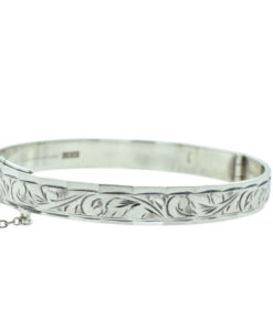 Vintage Solid Sterling Silver Engraved Bangle