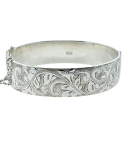 Vintage Solid Sterling Silver Engraved Bangle dated 1967