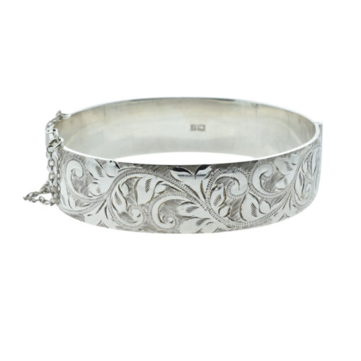 Vintage Solid Sterling Silver Engraved Bangle dated 1967