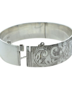 Vintage Solid Sterling Silver Engraved Bangle