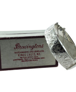 Vintage Solid Sterling Silver Engraved Bangle