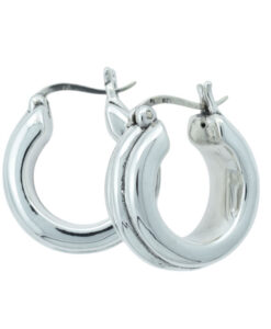 Sterling Silver Ribbed Hoop Creole Earrings