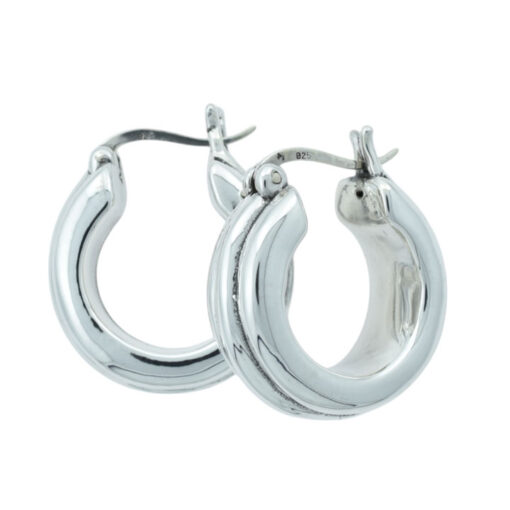 Sterling Silver Ribbed Hoop Creole Earrings