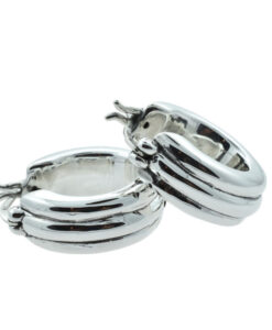 Sterling Silver Ribbed Hoop Creole Earrings
