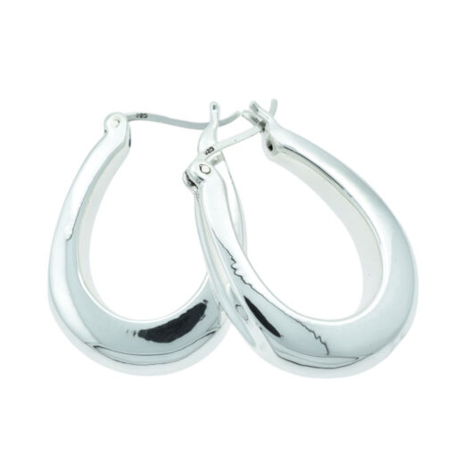 Sterling Silver Oval Hoop Creole Earrings