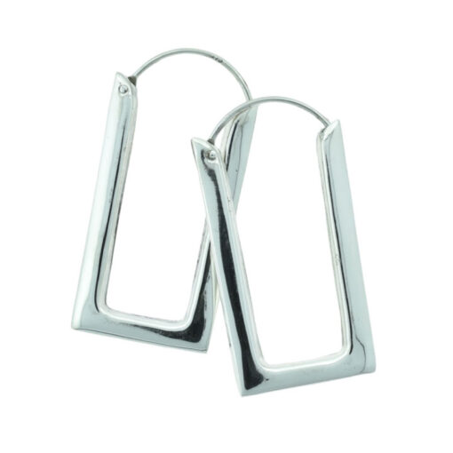 Sterling Silver Rectangle Hoop Earrings