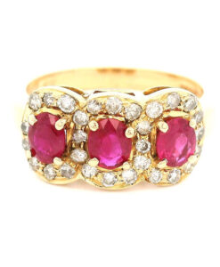 18ct Gold Diamond and Ruby Cluster Ring