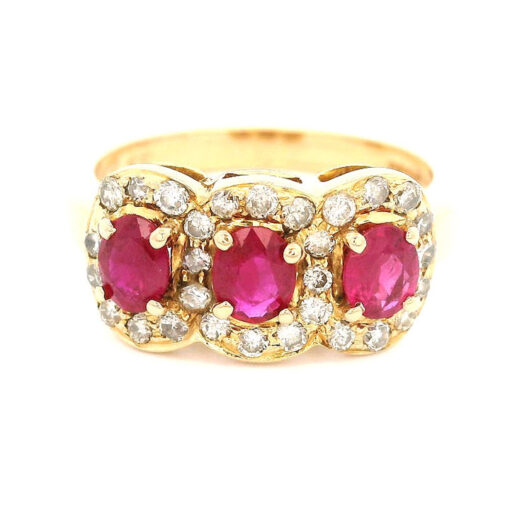 18ct Gold Diamond and Ruby Cluster Ring