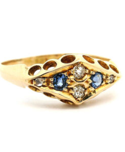 Antique 18ct Gold Diamond and Sapphire Ring