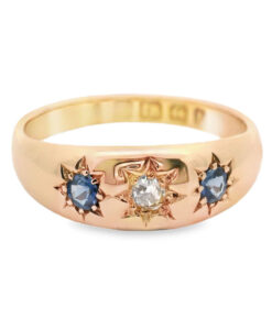 Victorian 18ct Gold Diamond and Sapphire Gypsy Ring