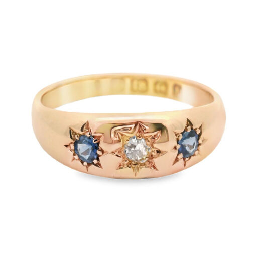 Victorian 18ct Gold Diamond and Sapphire Gypsy Ring