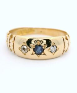 Antique 18ct Gold Sapphire and Diamond Gypsy Ring