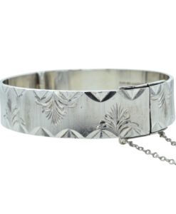 Vintage Solid Sterling Silver Palm Leaf Bangle dated 1973