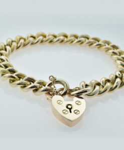 Antique 9ct Gold Half Engraved Curb Bracelet
