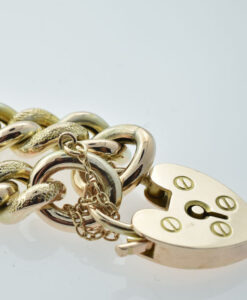 Antique 9ct Gold Half Engraved Curb Bracelet