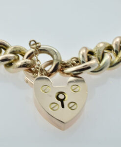 Antique 9ct Gold Half Engraved Curb Bracelet