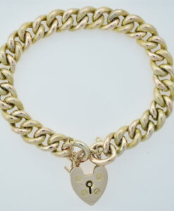 Antique 9ct Gold Engraved Curb Bracelet