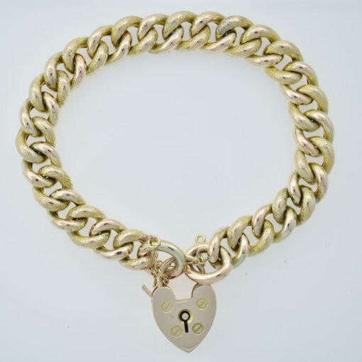 Antique 9ct Gold Engraved Curb Bracelet