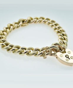 Antique 9ct Gold Half Engraved Curb Bracelet