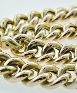 Antique 9ct Gold Half Engraved Curb Bracelet