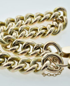 Antique 9ct Gold Half Engraved Curb Bracelet