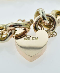 Antique 9ct Gold Half Engraved Curb Bracelet