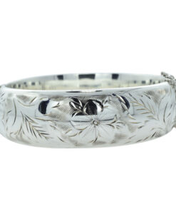 Vintage Sterling Silver Flower Bangle