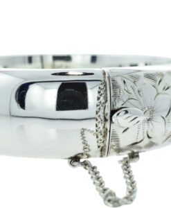 Vintage Sterling Silver Flower Bangle