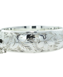 Vintage Sterling Silver Flower Bangle