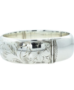 Vintage Sterling Silver Flower Bangle