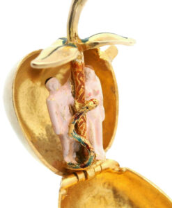 Vintage 9ct Gold Adam and Eve Apple Pendant Charm