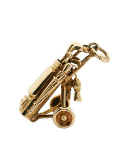 Vintage 9ct Gold Golf Bag On Wheels Charm