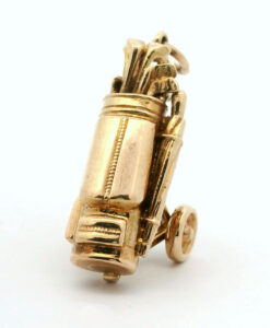 Vintage 9ct Gold Golf Bag On Wheels Charm