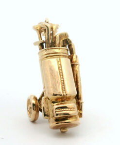 Vintage 9ct Gold Golf Bag On Wheels Charm