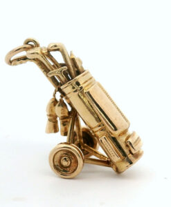 Vintage 9ct Gold Golf Bag On Wheels Charm
