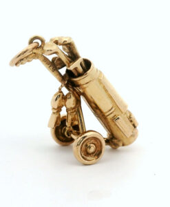 Vintage 9ct Gold Golf Bag On Wheels Charm