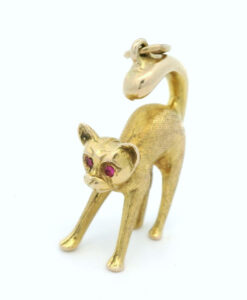 Vintage 9ct Gold Cat Charm by Georg Jensen dated 1966