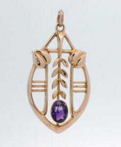 Antique 9ct Rose Gold Amethyst Pendant pre 1932