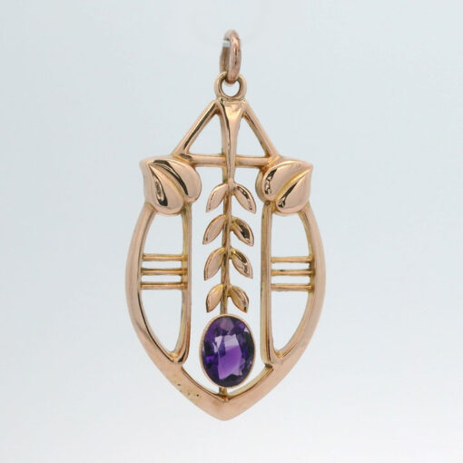 Antique 9ct Rose Gold Amethyst Pendant pre 1932