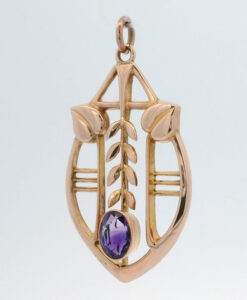 Antique 9ct Rose Gold Amethyst Pendant pre 1932