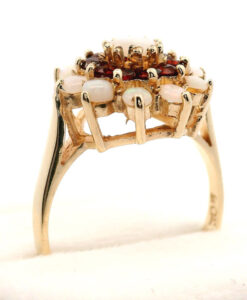 Vintage 9ct Gold Opal & Garnet Cluster Ring