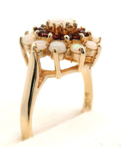 Vintage 9ct Gold Opal & Garnet Cluster Ring
