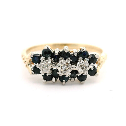 Vintage Gold Diamond & Sapphire Cluster Ring