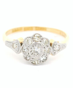 Antique Diamond Daisy Ring in 18ct Gold & Platinum